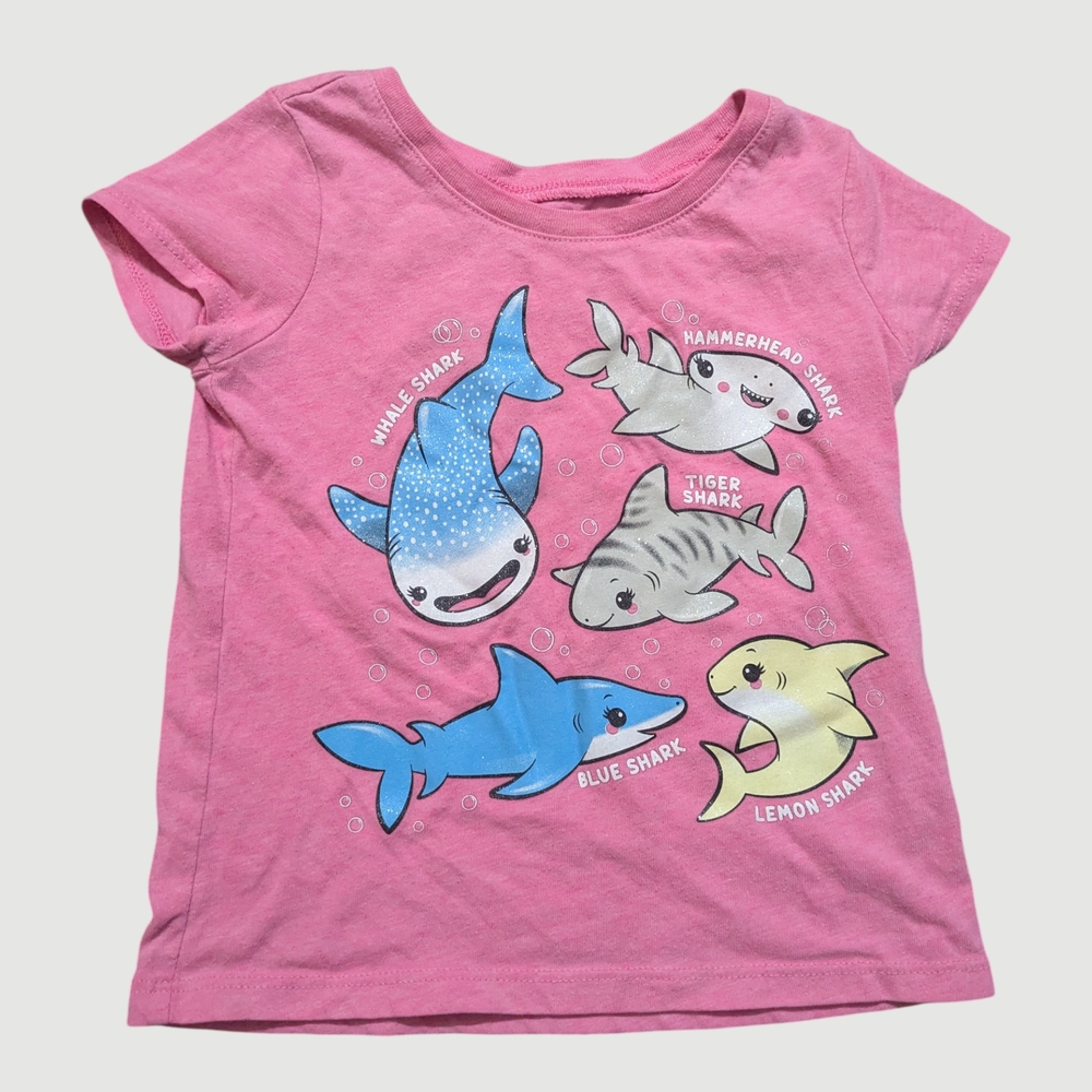 The Children's Place Pink Tee with Shark Graphics